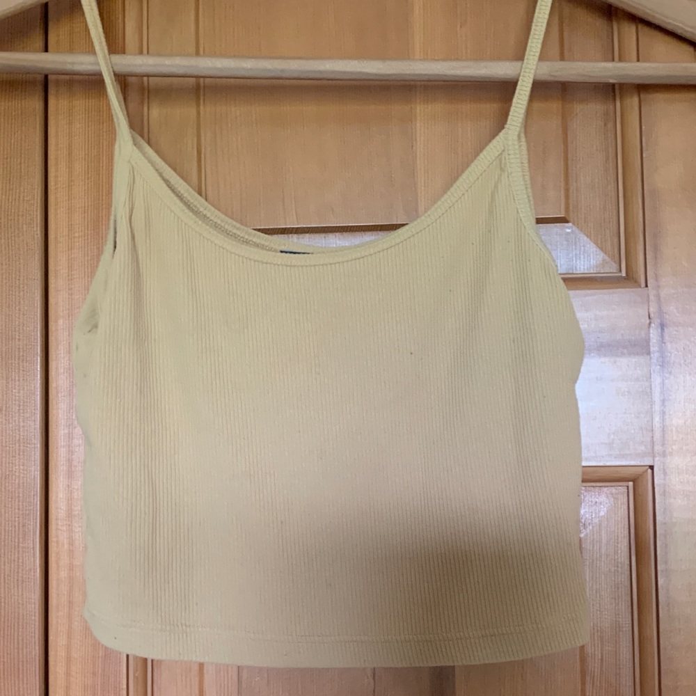 Brandy Melville Yellow Ribbed Cropped Tank Top